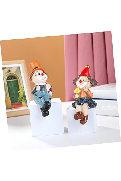 e-life shop Lüks İşlemeli 2’li Romantik Palyaço Biblo Seti Dekoratif Obje Ofi...