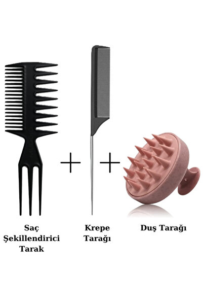 Nofella 3'lü Tarak Seti, Saç Şekillendirici Tarak + Krepe Tarağı + Duş Tarağı