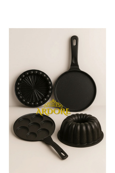 Ardore 4-Piece Cooking Set Pancake Pan Crepe Pan Tart Mold Cake Mold Pie Mold