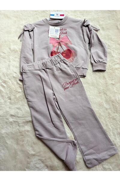 Damla Double Set with Cherry Pattern on the Shoulders