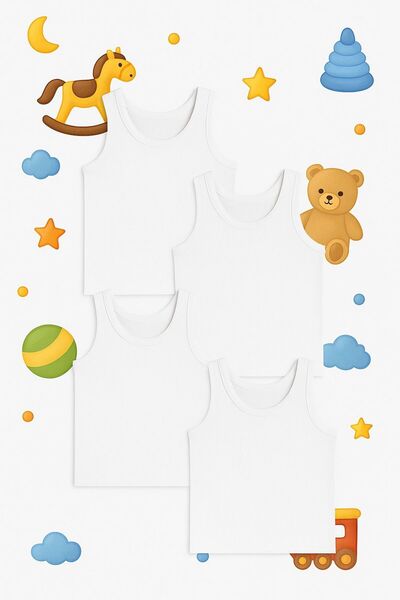 ExLove 4-Pack Boys' Undershirts Solid Color - Cotton & Comfortable