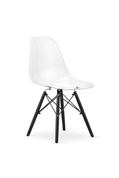 Leobert Scaun stil scandinav, Artool, Osaka, policarbonat, lemn, transparent si negru, 46x51.5x81 cm