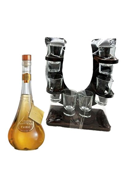 velve Pachet Minibar, suport din lemn in forma de U cu 6 pahare si Grappa Bot...