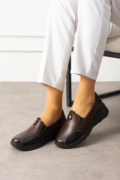 MERVESTORE أحذية نسائية من الجلد الطبيعي للنساء الأكبر سناً