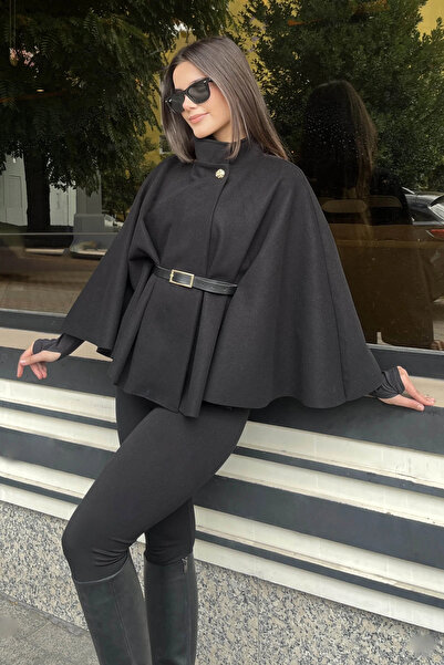 Butik معطف بانشو أسود بحزام