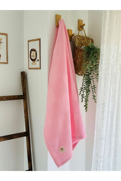 Fulya Tuhafiye Ftbabycollection %100 Cotton Waffle Pike Baby Blanket 90X100 cm –Pink