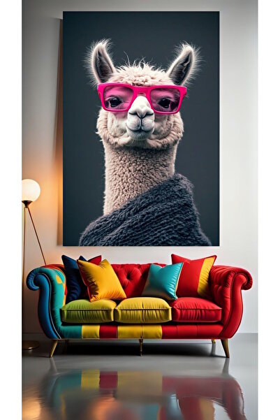 özkacar LAMA DULCE CU OCHELARI :) Decor de perete pentru casă, Salon de înfru...