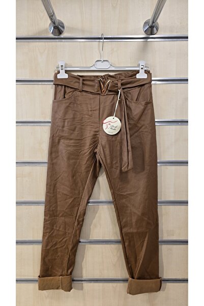 Park Moda Italian Leather Trousers with V Buckle