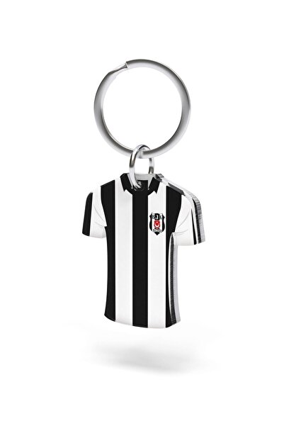 Beşiktaş Licensed Black Striped Jersey Keychain Eagle with Wooden Box
