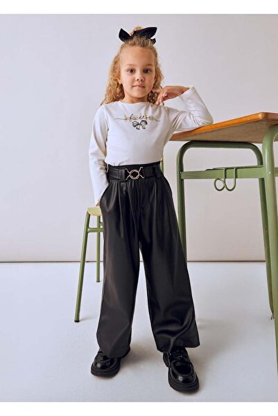 MAYORAL Kız Çocuk Deri Pantolon Siyah
