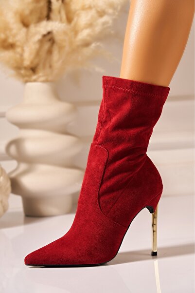 Joana Γυναικεία σουέτ μποτάκια με ψηλοτάκουνα, καφέ