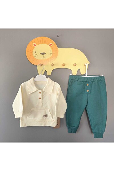 Renata's Baby Boy 100% Cotton Button Detail Top and Bottom 2-Piece Set