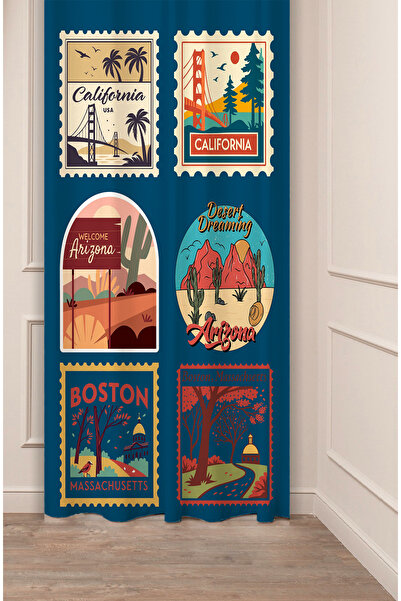 GREENDECOR Arizona Colifornia Boston Massachusetts Tarz Tasarımlı Dijital Bas...