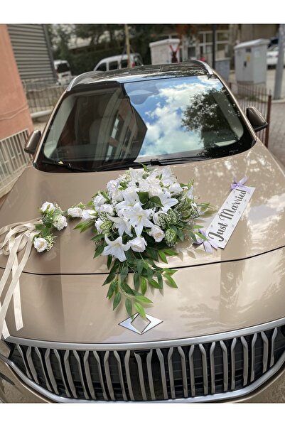 Z&B FLOWERS Araba Süsü Araba Çiçeği Vakumlu Gelin Arabası Süsü Yapay Çiçek