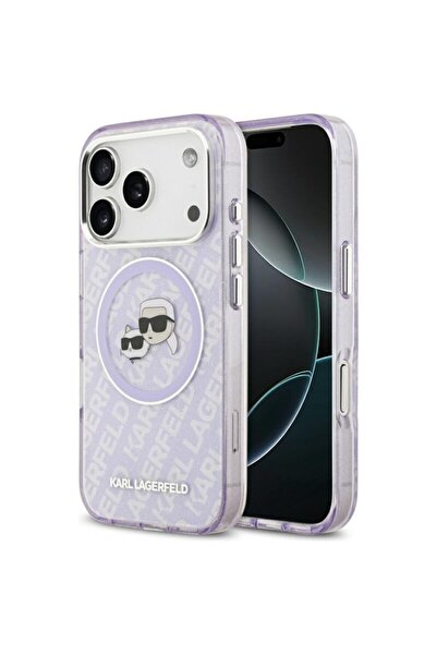 Karl Lagerfeld iPhone 17 Pro IML Glitter K&C Heads Logo MagSafe Case, Purple
