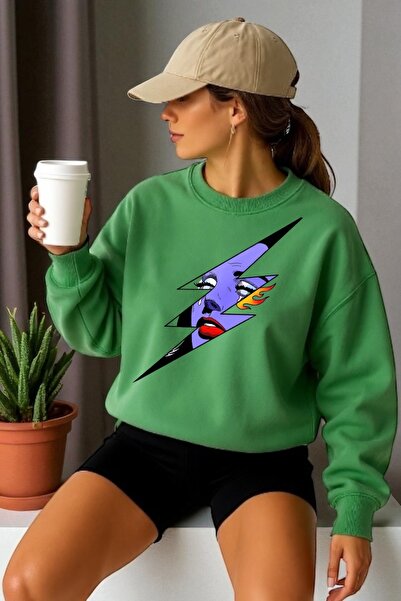 ArtYus سويت شيرت نسائي بأكمام طويلة مطبوع عليه Lightning للجنسين