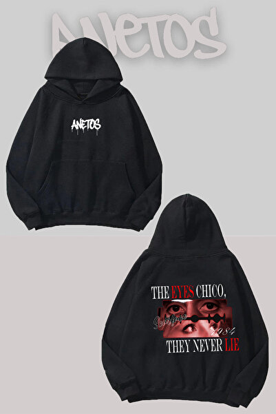 Anetos Scarface 7 Spate cu imprimeu Negru cu glugă Swea tricou