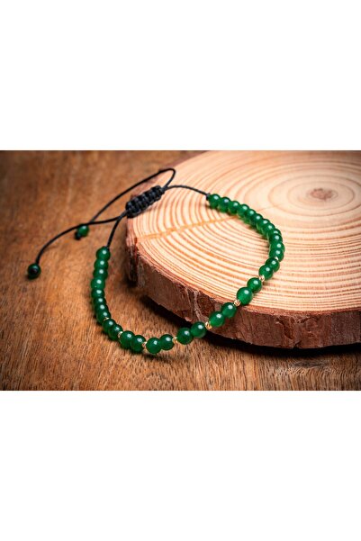 OEM Brățară cu jad și bilute din aur 14K - Reglabila