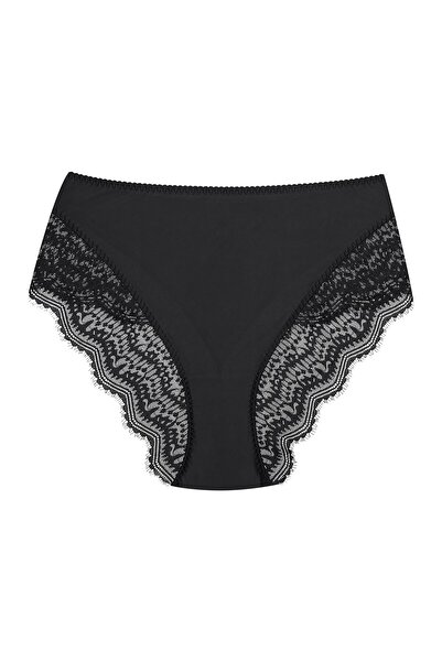 ESOTIQ Chiloți pentru femei cu talie înaltă, din satin brazilian, cu spate din dantelă florală | Brillant