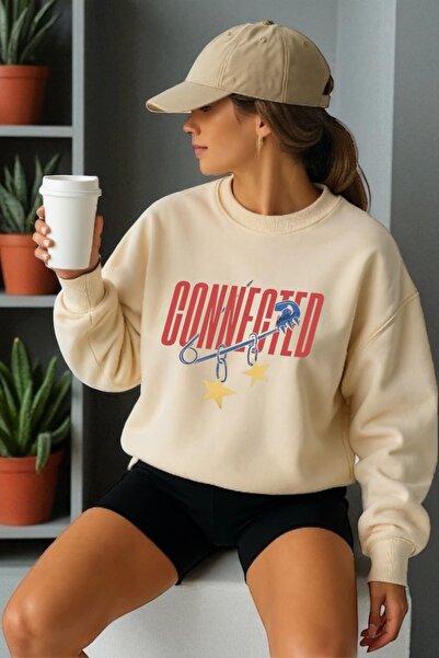 ArtYus Mânecă lungă unisex Connected Transfer cu imprimeu guler rotund piese ...