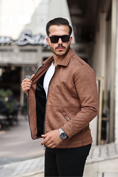 LORD life Men's Fur-Lined Suede Jacket