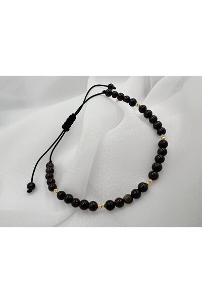 OEM Brățară cu granat și 10 bilute din aur 585 14k - Reglabila