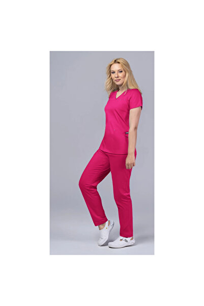 OEM Costum medical pentru femei, bluză și pantaloni, slim fit, FLEXI AMBRA, Ciclam, M