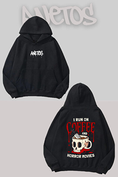 Anetos Super Gods Sırt cu imprimeu Negru cu glugă Swea tricou