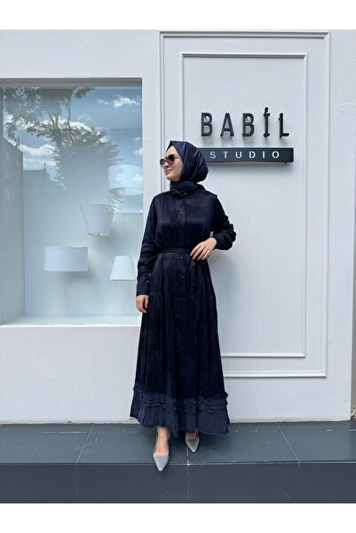 MissWhence 38809 Self-Patterned Women's Dress Navy Blue