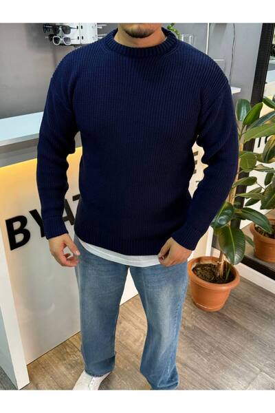 BYATA MENS STYLE Men's Round Neck Oversize Knit Sweater