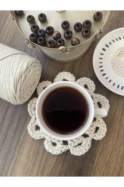 MVA 2li Örgü el işi Makrome fincan altlığı& örgü supla takımı