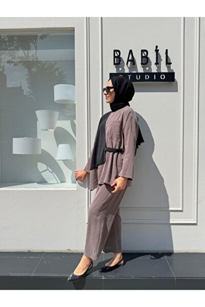 Almarwah Black 202878 Design Women's Suit Mink