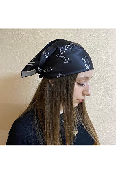 sema aksesuar Unisex Black Ataturk Signed Rayon Fabric Bandana - Scarf - April 23, October 29, May 19, November 10
