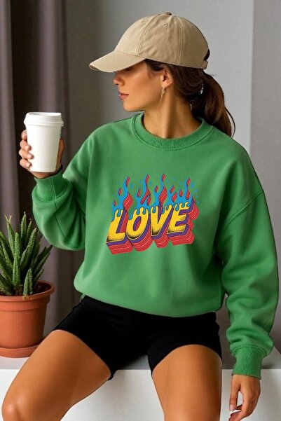 ArtYus Φούτερ Unisex με μακρύ μανίκι Love Transfer με τύπωμα με λαιμόκοψη ποδ...