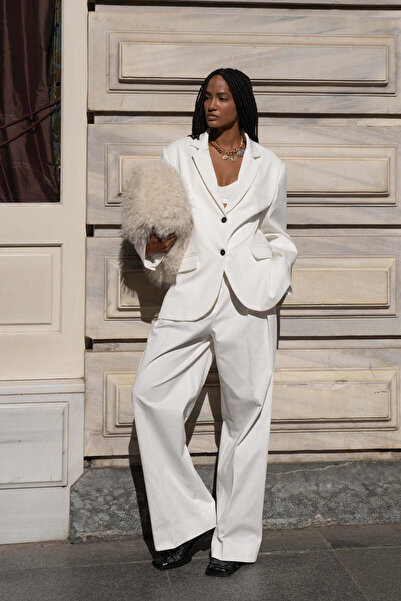 MAI STUDIOS CO. Amara Kemer Detay Ekru Palazzo Pantolon