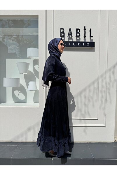 MissWhence 38809 Self-Patterned Women's Dress Navy Blue