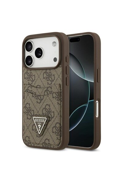 Guess Husă originală pentru iPhone 17 Pro 4G, cu carcasă dublă, triunghi, maro