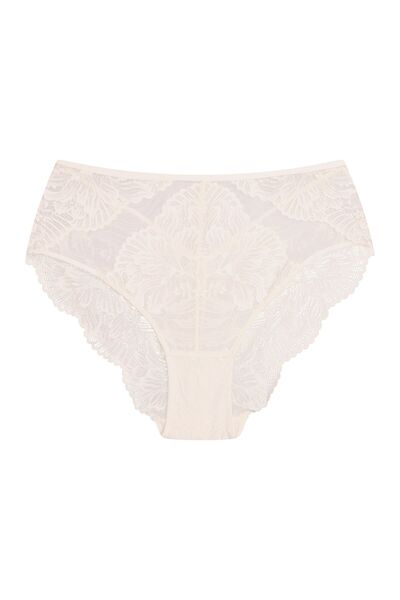 ESOTIQ Women's High Waist Panties Elegant Briefs Floral Lace & Mesh | Blueberry