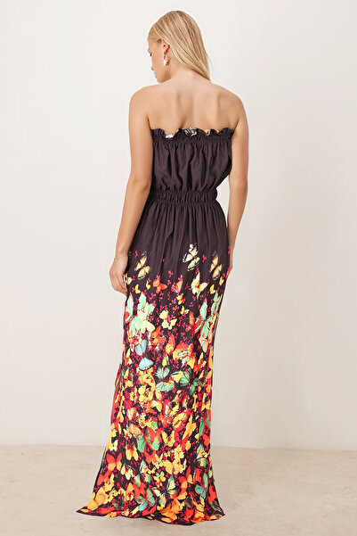 armonika Γυναικείο φόρεμα Coral Robe ελαστικό στράπλες με σχισμή μακρύ φόρεμα ARM-25Y001105