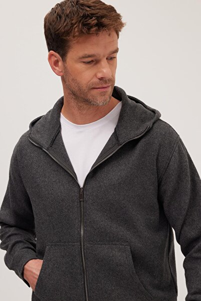 Tudors Ανδρικό πουκάμισο με κουκούλα με διπλή τσέπη με φερμουάρ, άνετο και χαλαρό, σε σκούρο γκρι