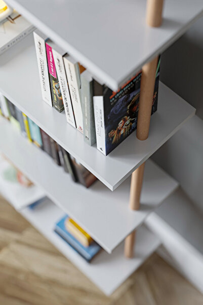 EGEMODÜLER 5 Raflı Duvara Monte Ahşap Kitaplık Dekoratif Kitaplık Duvar Rafı Saksılık