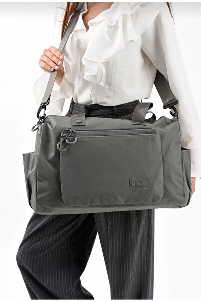 eflanmoda Geantă de mână și de umăr din țesătură de parașută, cu multiple com...