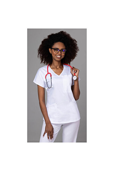 tag Women's medical suit, blouse and pants, Slim Fit, New AMBRA, White