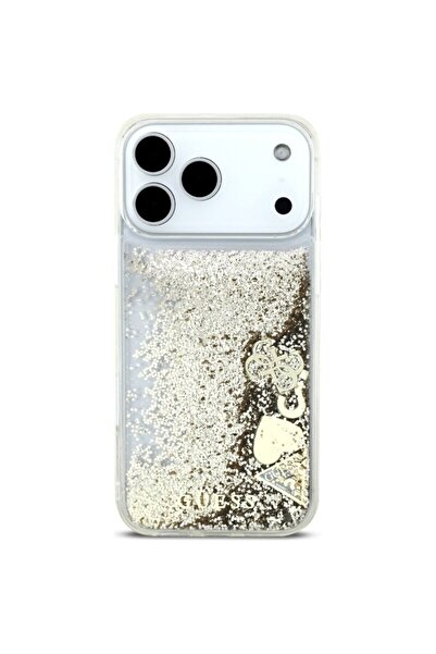 Guess Liquid Glitter Charms iPhone 17 Pro Case with Glitter, Gold