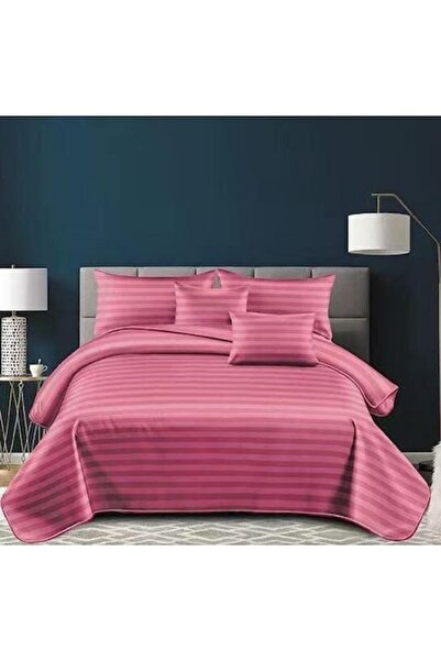 OEM Damask Bedding Set, 6 Pieces, 230x250cm, Dark Pink, 4 Pillowcases