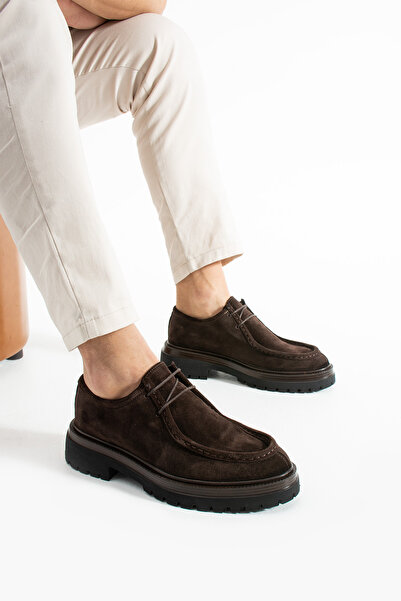 Safari Ayakkabı Deco Γνήσιο Δερμάτινο Ανδρικό Casual Καφέ Σουέντ