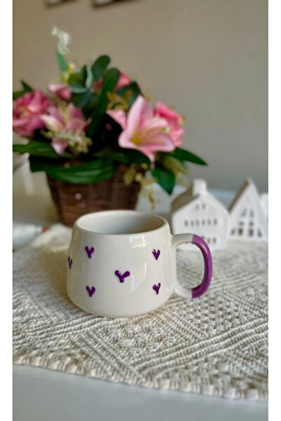 Inspire Ceramic Handmade Purple Heart Pattern Ceramic Mug Cup