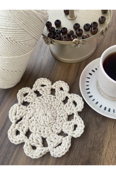 MVA 2li Örgü el işi Makrome fincan altlığı& örgü supla takımı