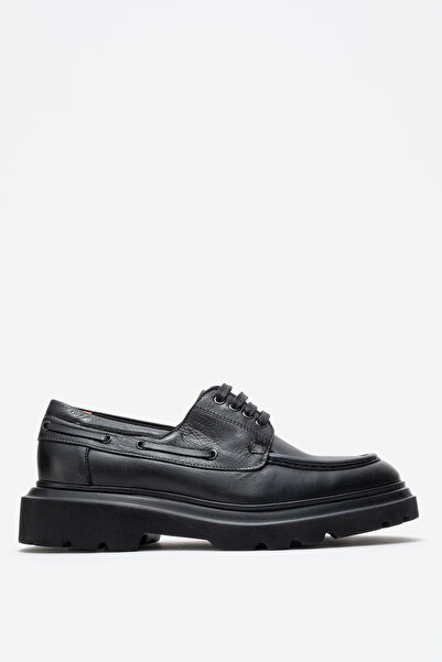 Dericlub Erkek Yüksek Taban Bağcıklı Loafer Gerçek Deri FR 54084 SİYAH