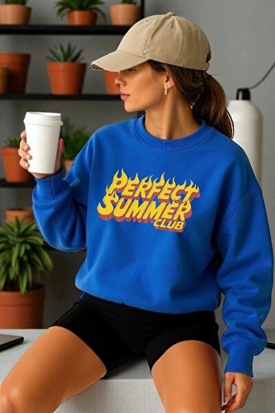 ArtYus Mânecă lungă unisex Perfect Summer Transfer cu imprimeu guler rotund p...